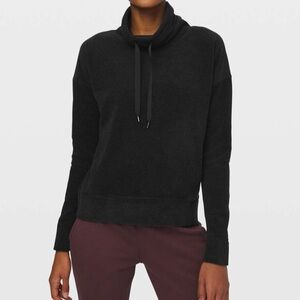 LULULEMON Go Forward Pullover Fleece Top Heathered Core Black Size 6 Women Cozy